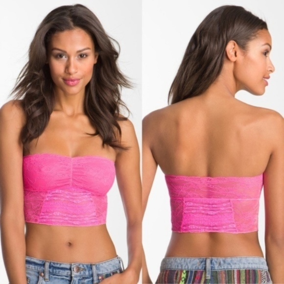 Free People Other - Free People Hot Pink Galloon Floral Lace Bandeau